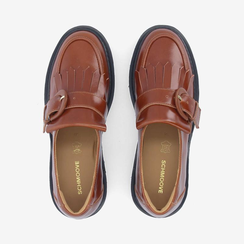 MYSEN BUCKLE W - LACQUER LEATHER - COGNAC